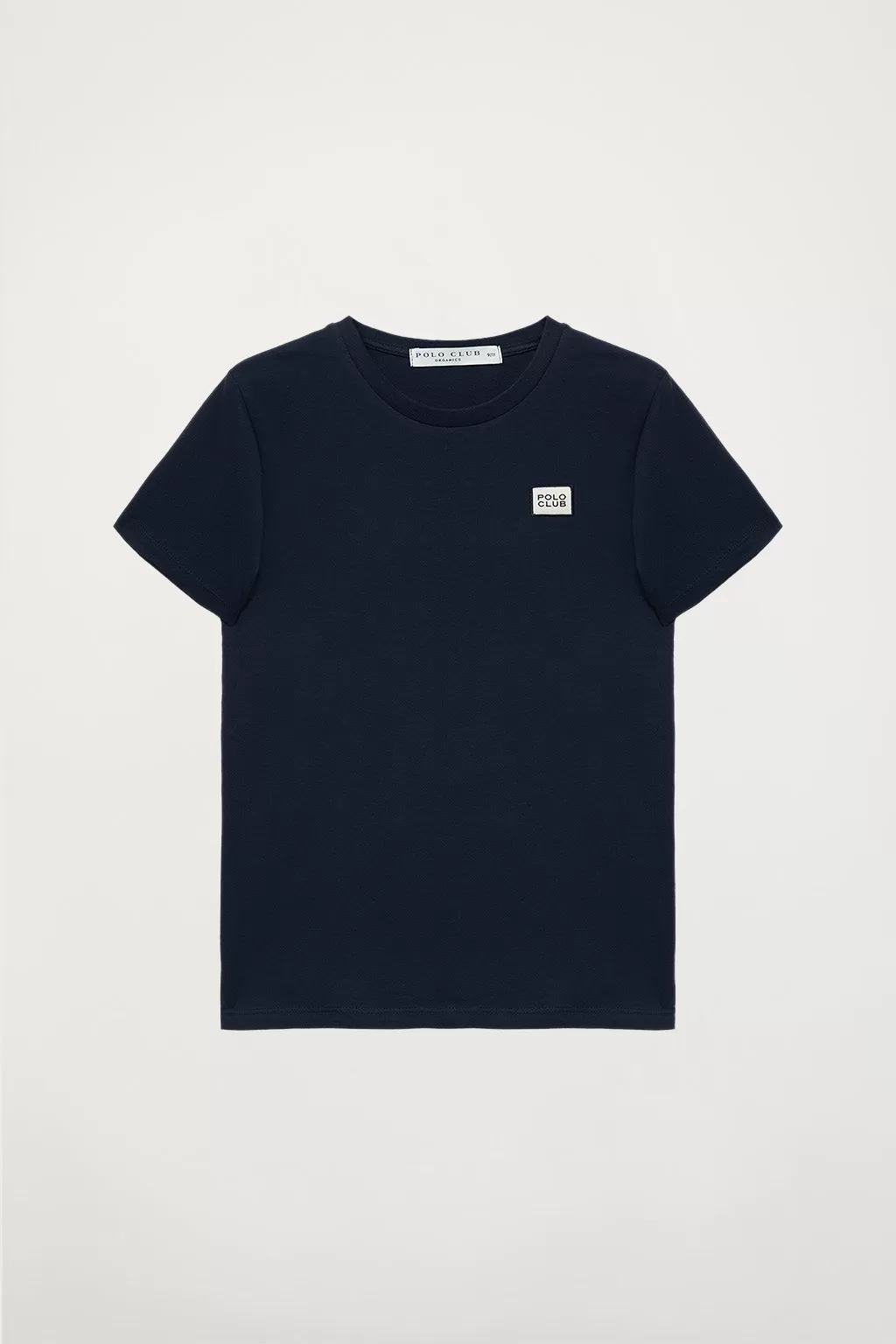 Camiseta orgánica de manga corta azul marino Neutrals kids con logo