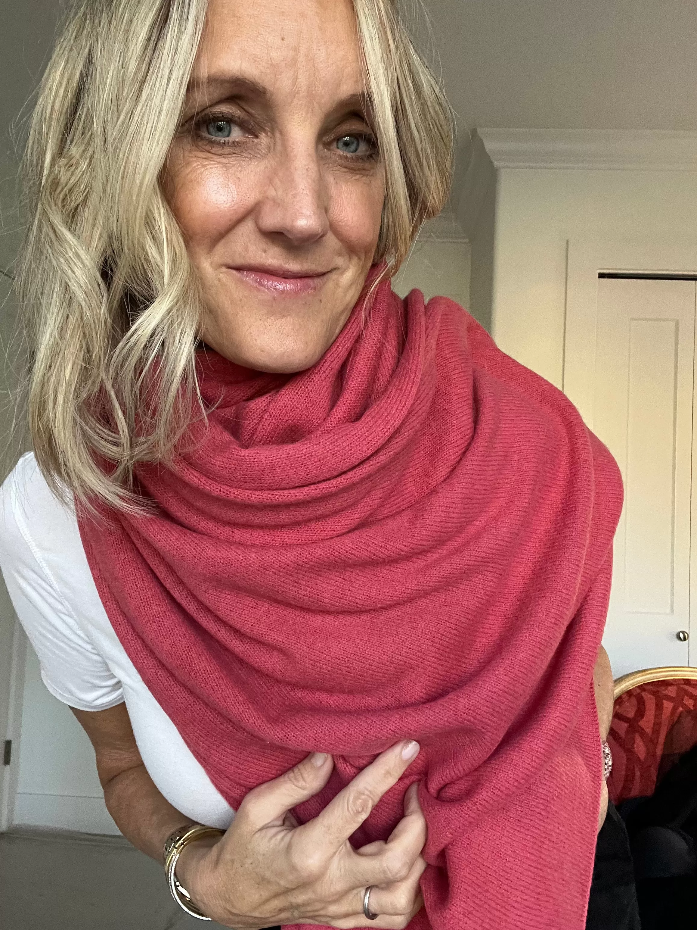 Cashmere Euro Wrap | Salmon