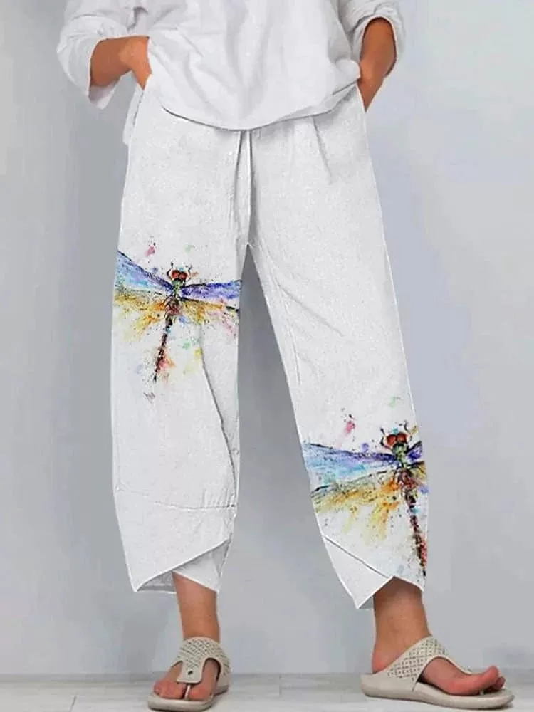 Casual Cotton Linen Chinos Pants for Women with Side Pockets