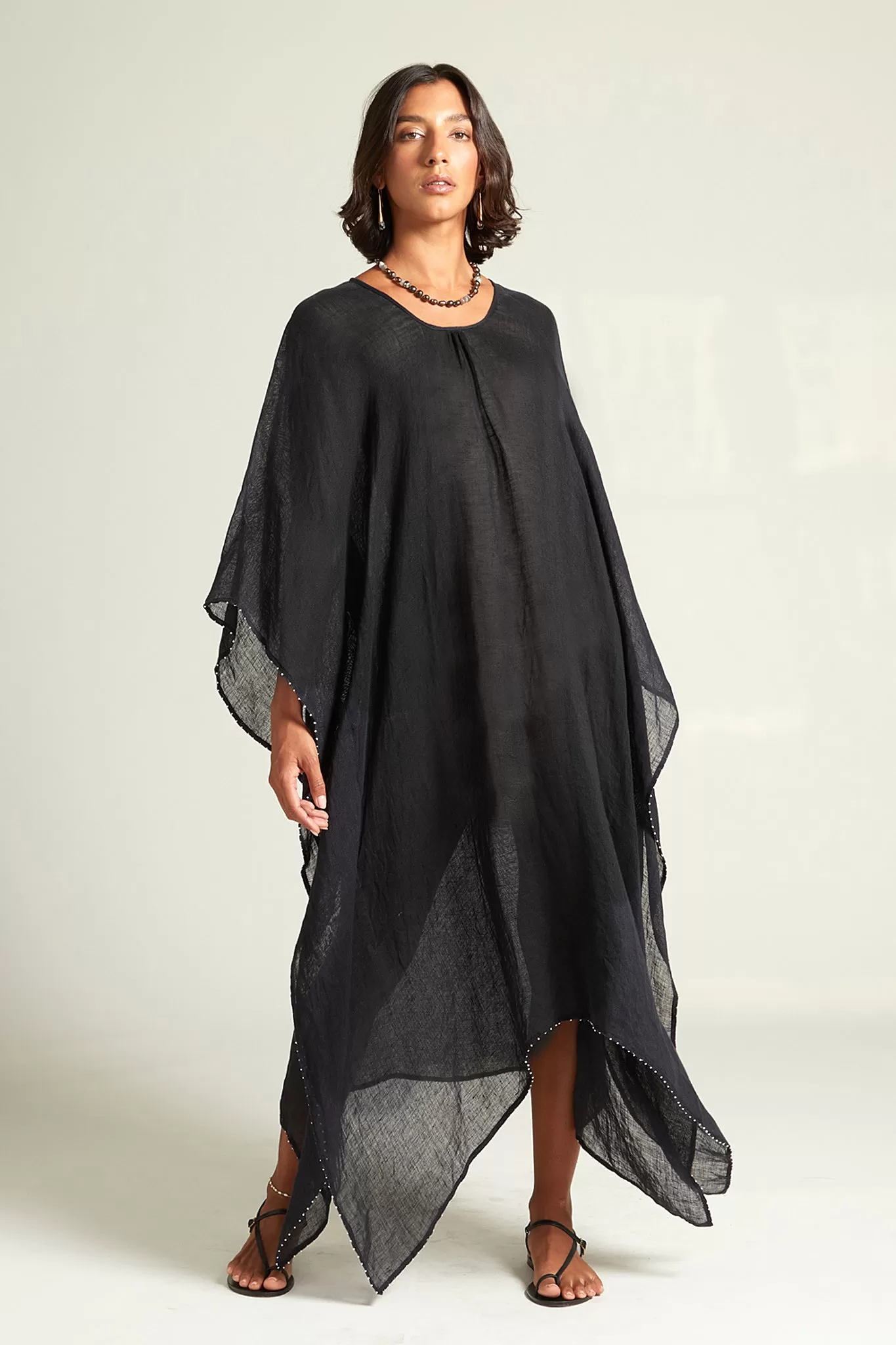 Chan Luu Calypso Linen Caftan in Black