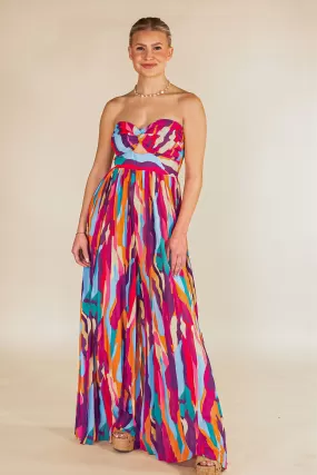 Chasing the Sunshine Multicolor Strapless Jumpsuit