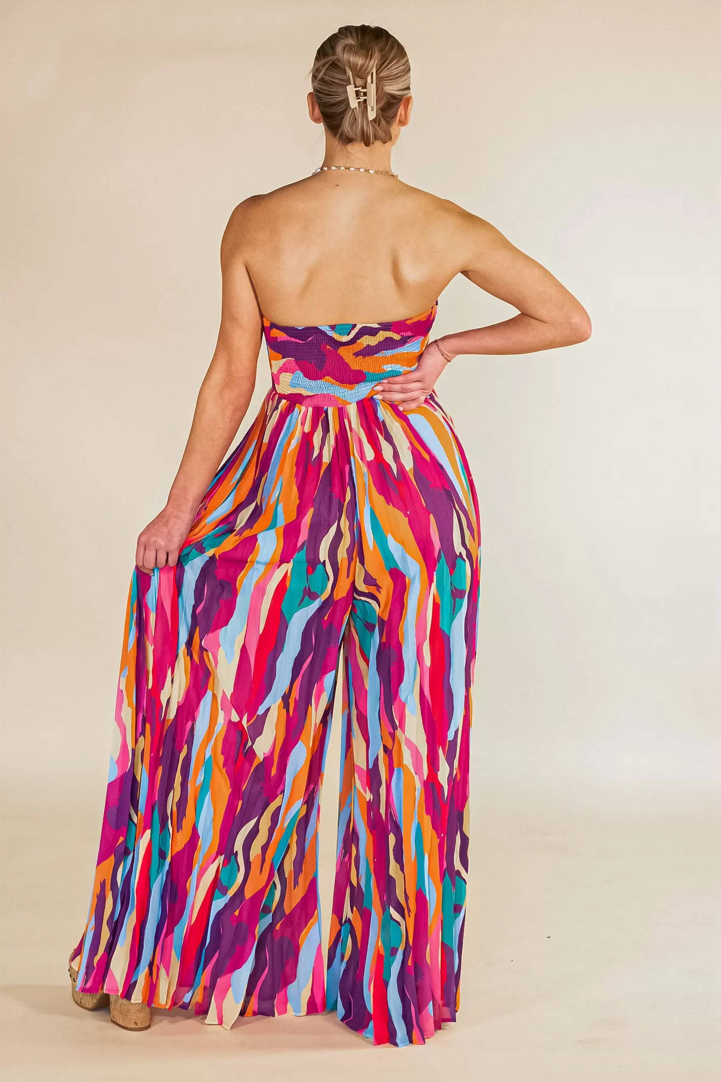 Chasing the Sunshine Multicolor Strapless Jumpsuit