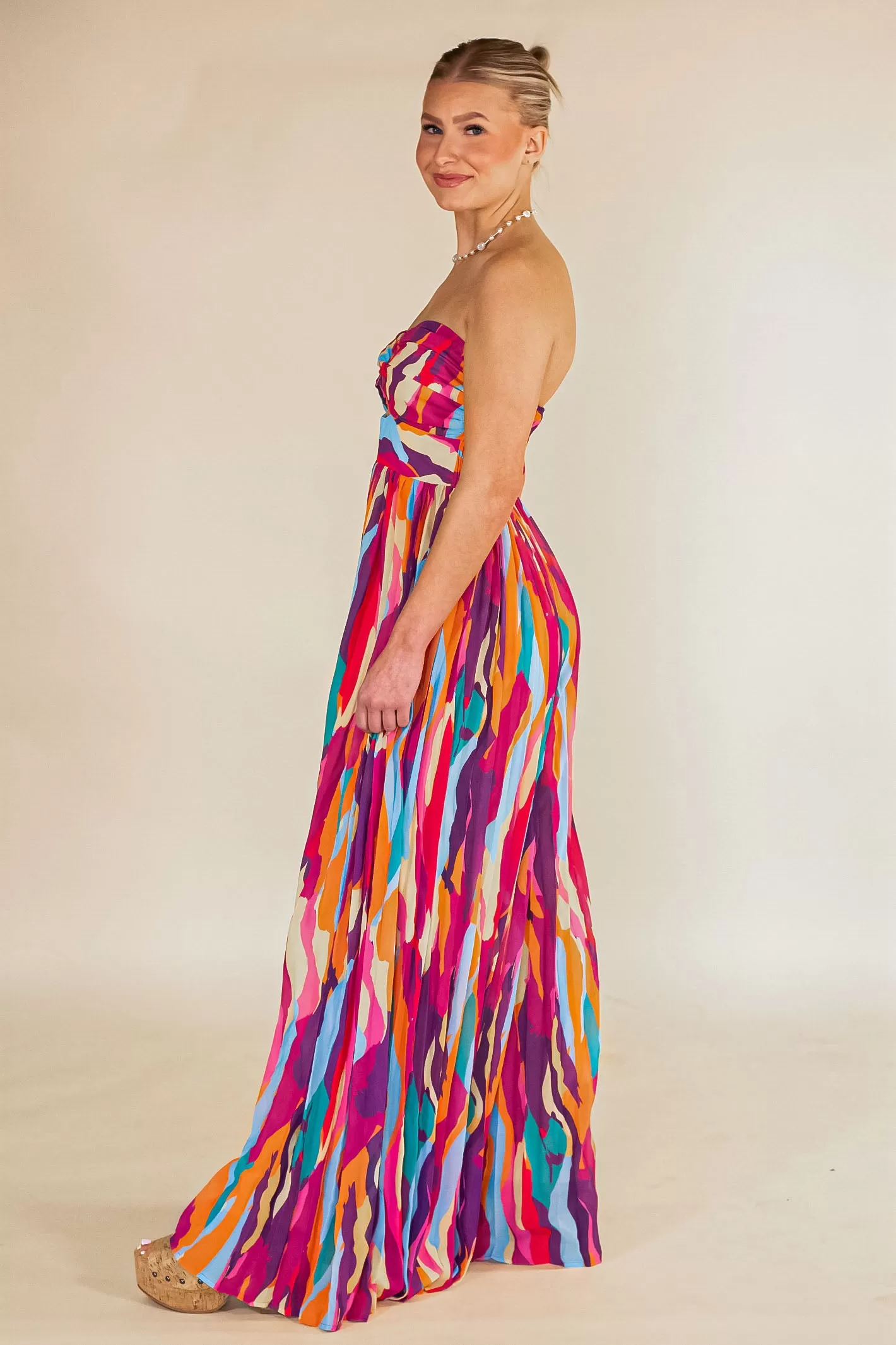 Chasing the Sunshine Multicolor Strapless Jumpsuit