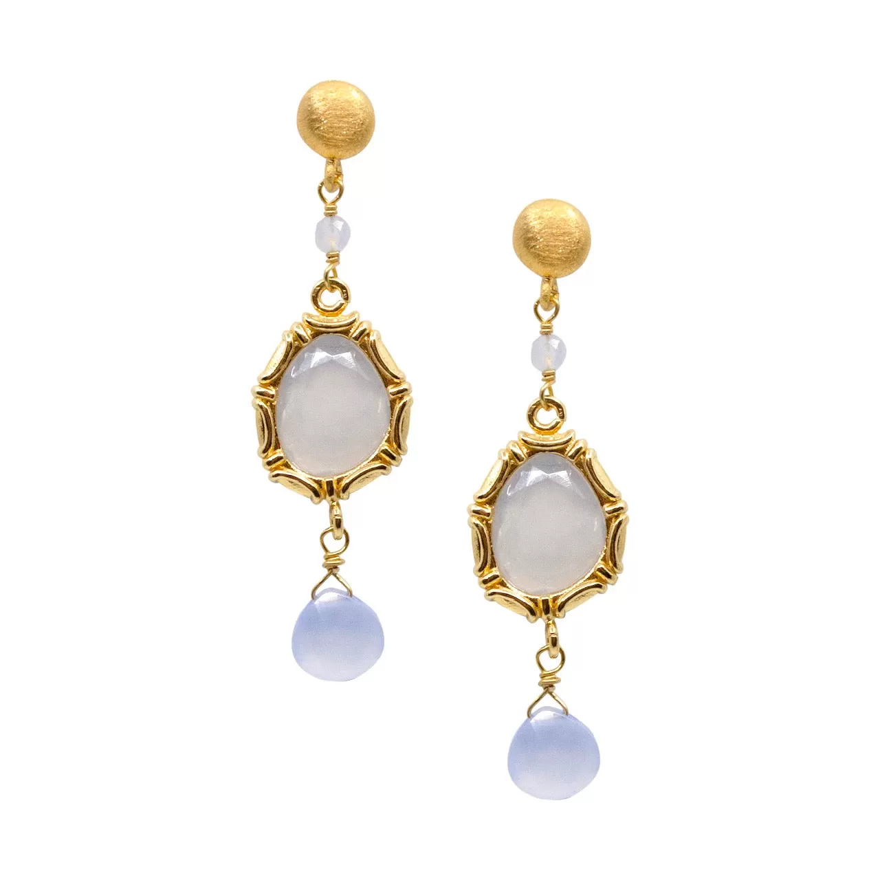 Chic Chalcedony and 24K Gold Drop Earrings