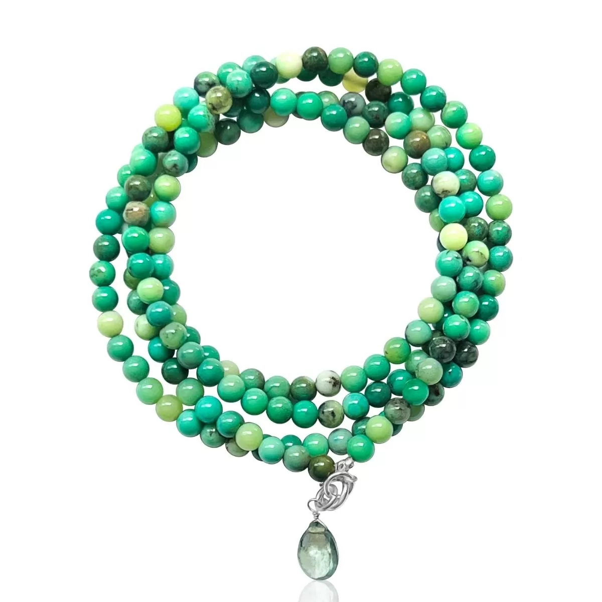 Chrysoprase Wrap Bracelet to Heal Your Inner Child - Bright Version