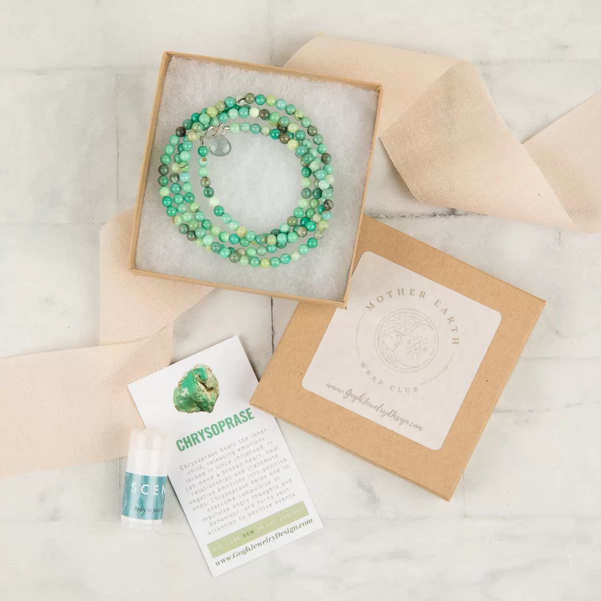 Chrysoprase Wrap Bracelet to Heal Your Inner Child - Bright Version