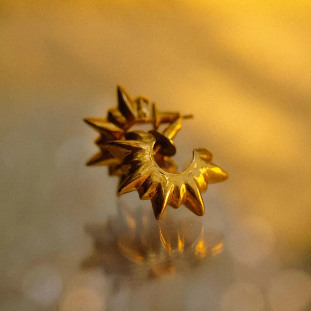 Chunky Gold Sun Stud Earrings