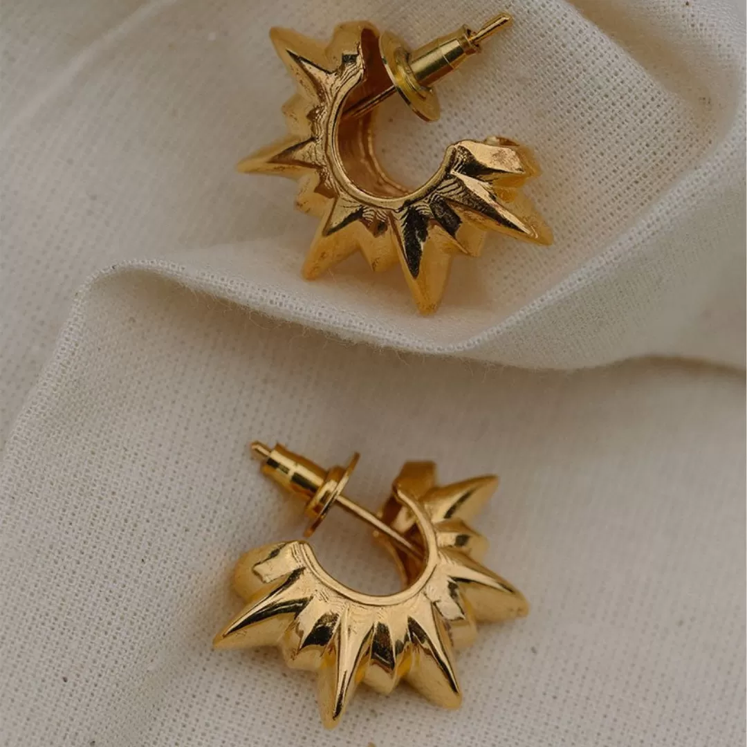 Chunky Gold Sun Stud Earrings