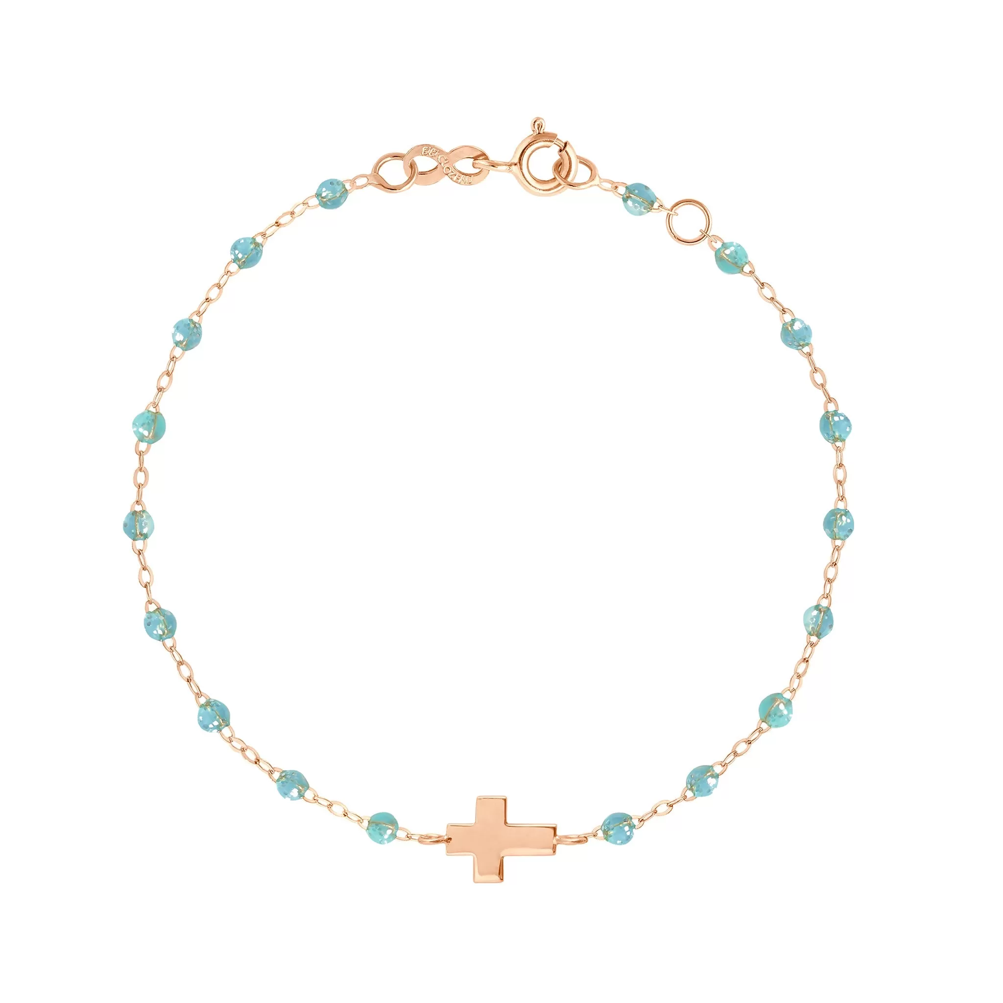 Cross Charm Classic Gigi Aqua bracelet, Rose Gold, 6.7"