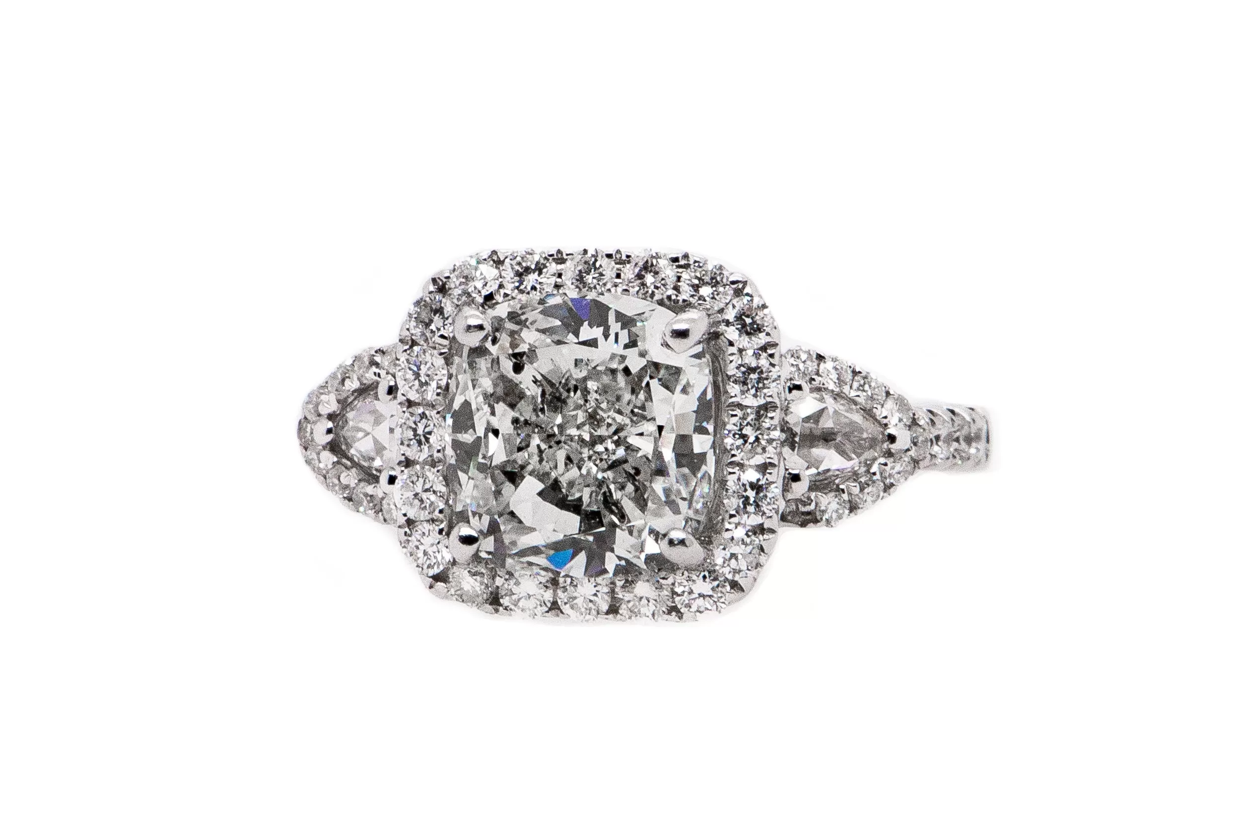 Cushion Cut Diamond Ring (3 Carat Center)