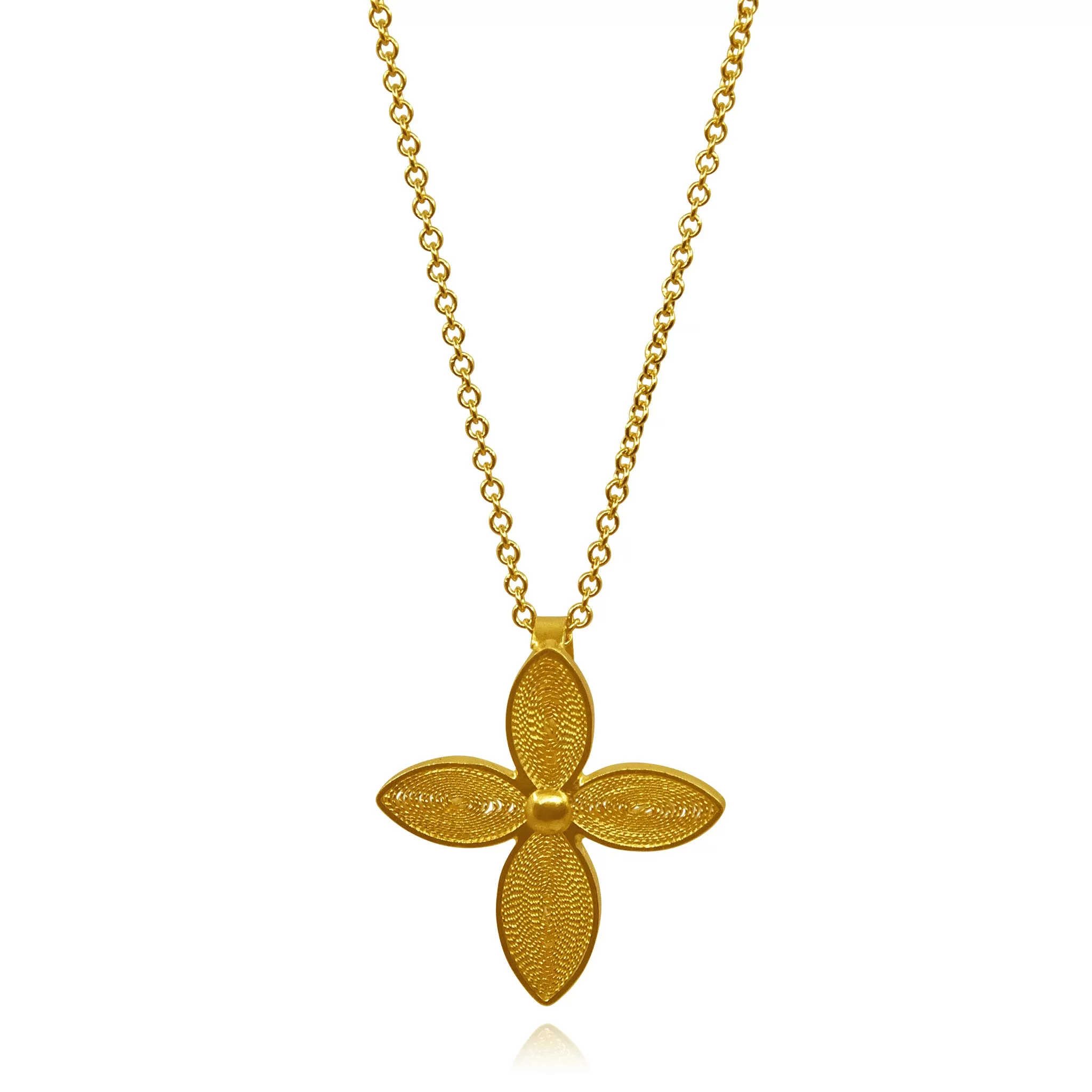 DAFFODILIS SOLID GOLD 18K SMALL PENDANT NECKLACE FILIGREE