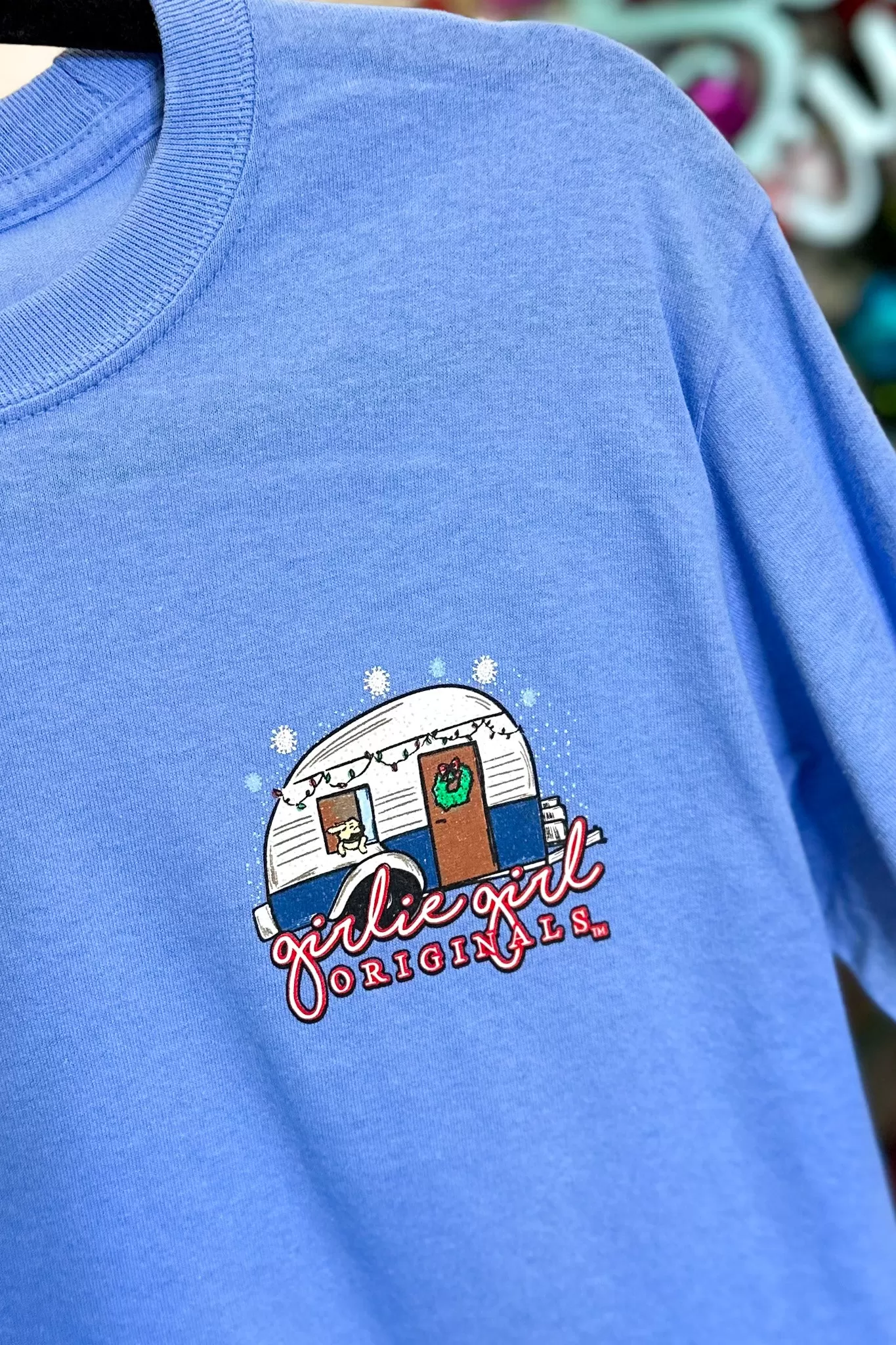 DEAL | Merry Christmas Truck and Trailer Long Sleeve, Blue