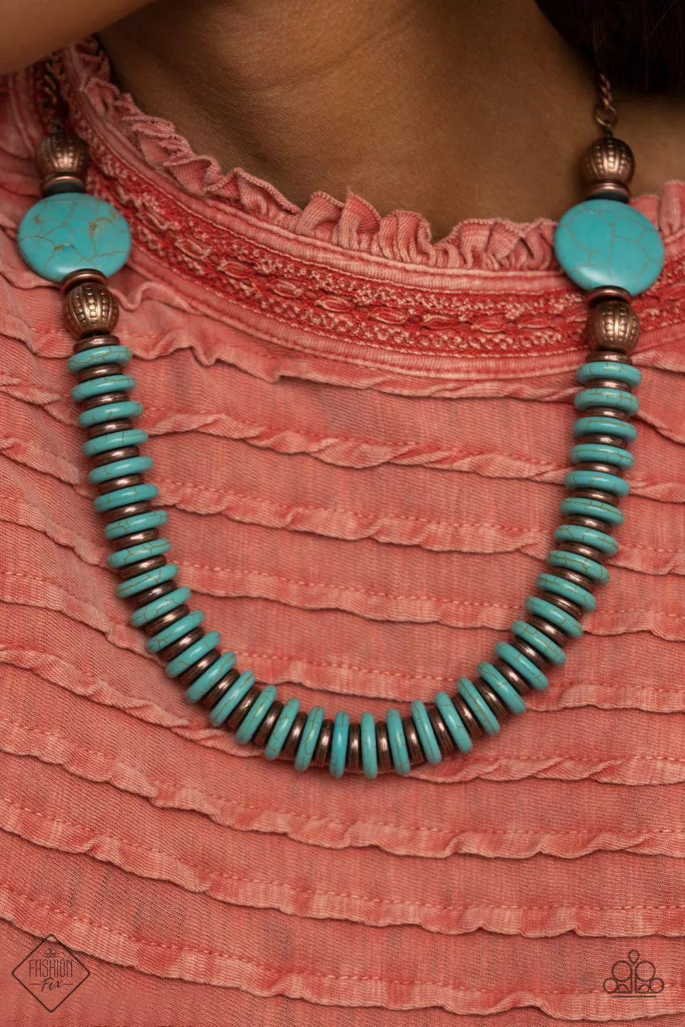 Desert Revival Copper and Turquoise Blue Stone Necklace - Paparazzi Accessories