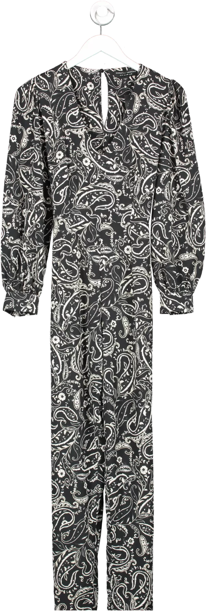 dorothy perkins Black Paisley Long Sleeve Jumpsuit UK 8