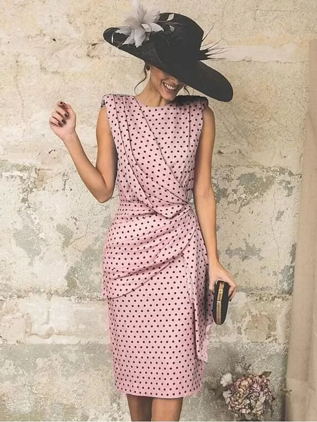 Elegant Polka Dot Print Sheath Dress for Women