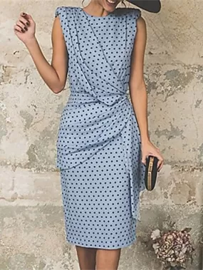 Elegant Polka Dot Print Sheath Dress for Women