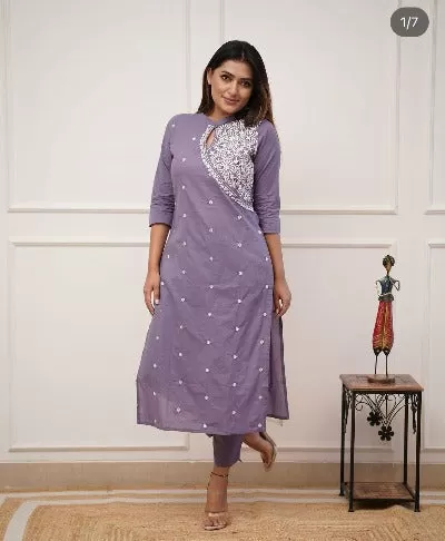 Embroidered Cotton Kurti and Pant Set of 2