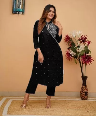 Embroidered Cotton Kurti and Pant Set of 2