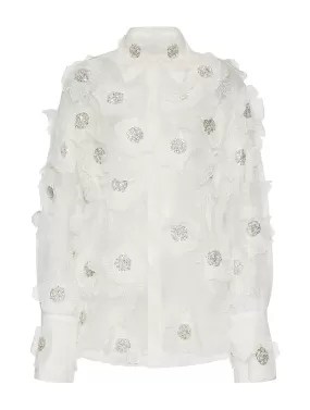 embroidered organza shirt