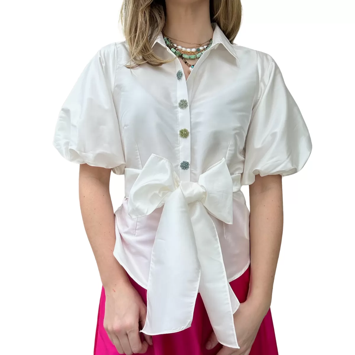 Emily Shalant Silk Button Blouse - (three colors)