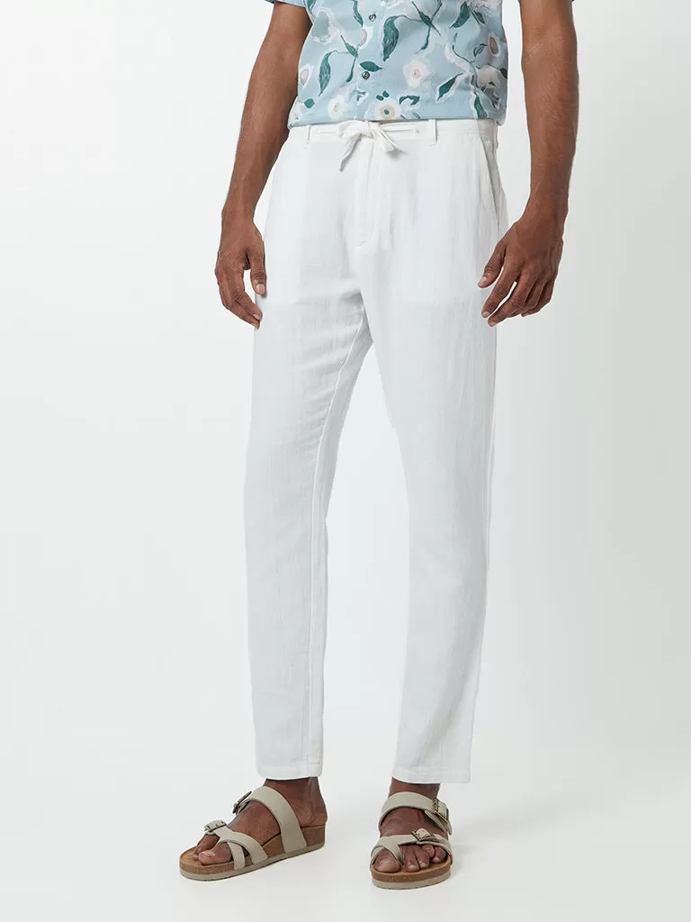 ETA Off-White Slim-Fit Mid-Rise Blended Linen Blended Linen Chinos