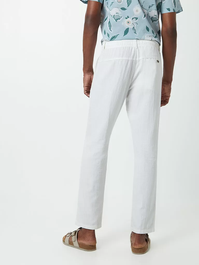 ETA Off-White Slim-Fit Mid-Rise Blended Linen Blended Linen Chinos