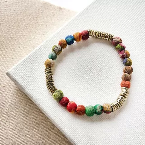 Fair Trade Helena Beaded Kantha Bracelet