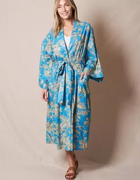 Fair Trade Kimono Robe - Turquoise