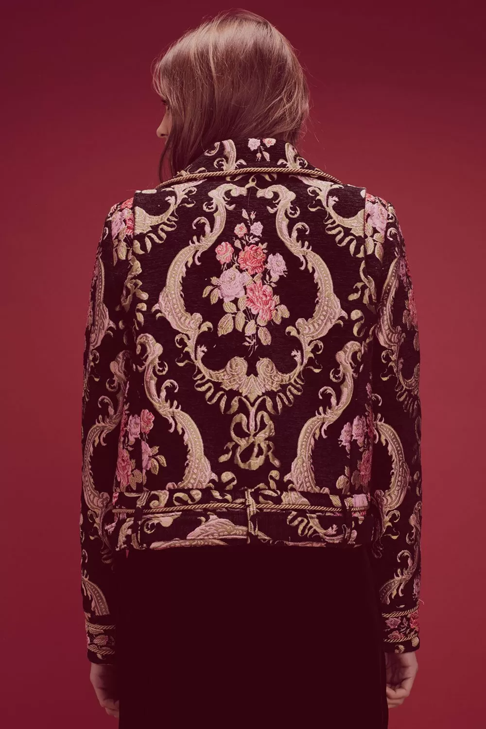 For Love and Lemons Brocade Moto Jacket