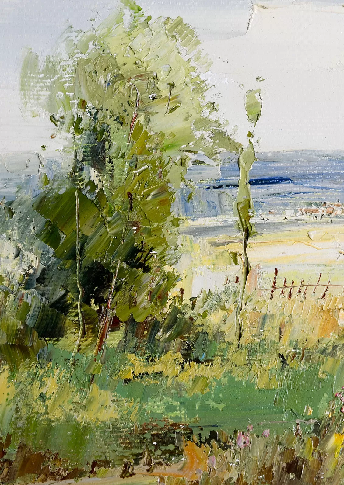 Framed Oil Landscape Painting, Meadow II