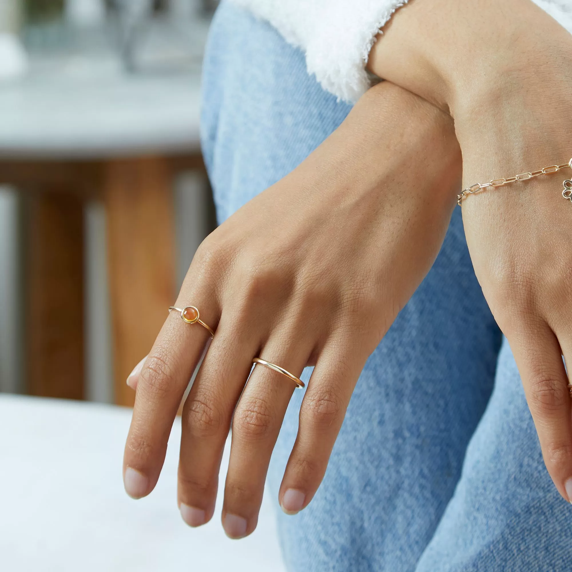 Gemstone Stacking Ring With Garnet