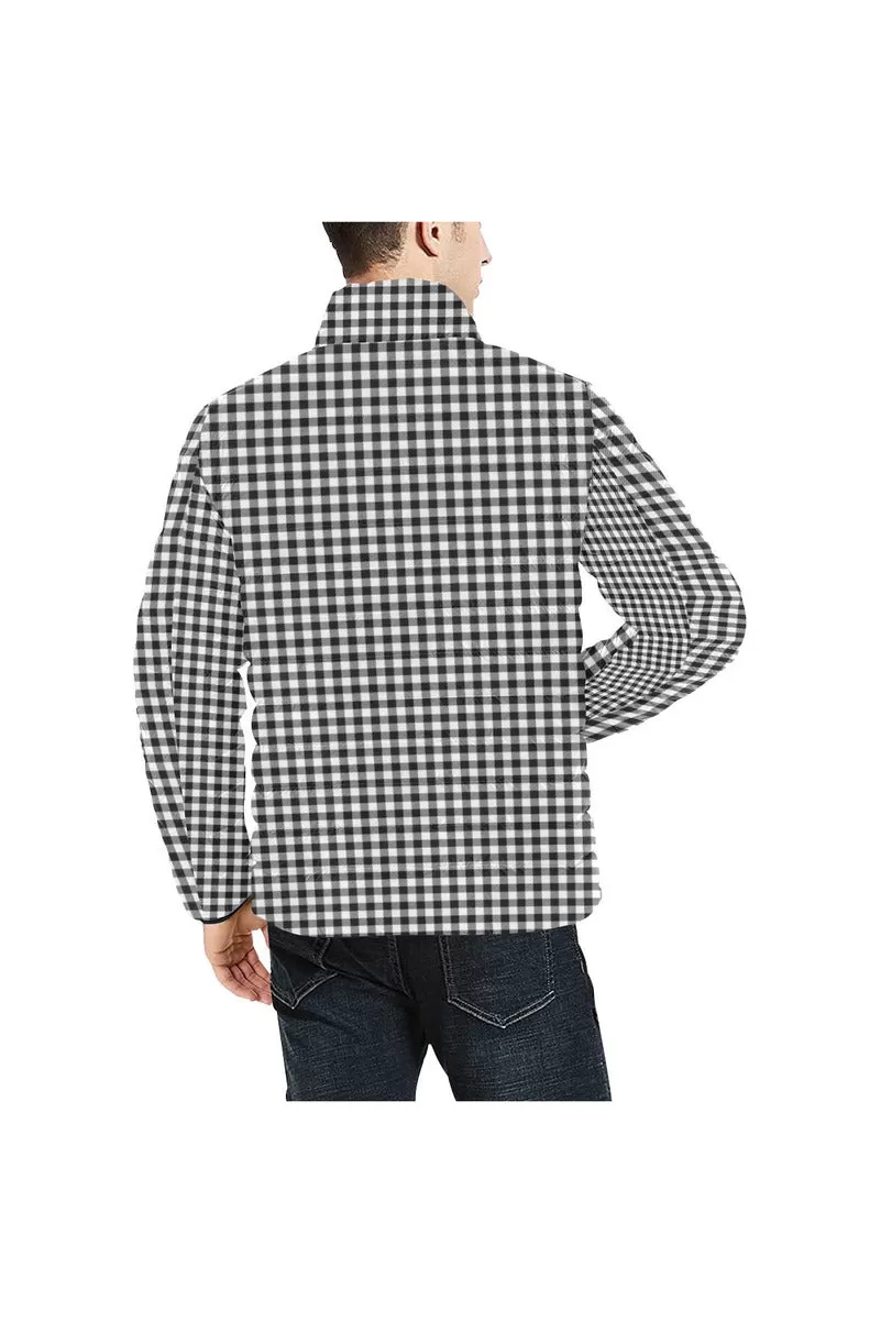 Gingham Men's Stand Collar Padded Jacket (Model H41)