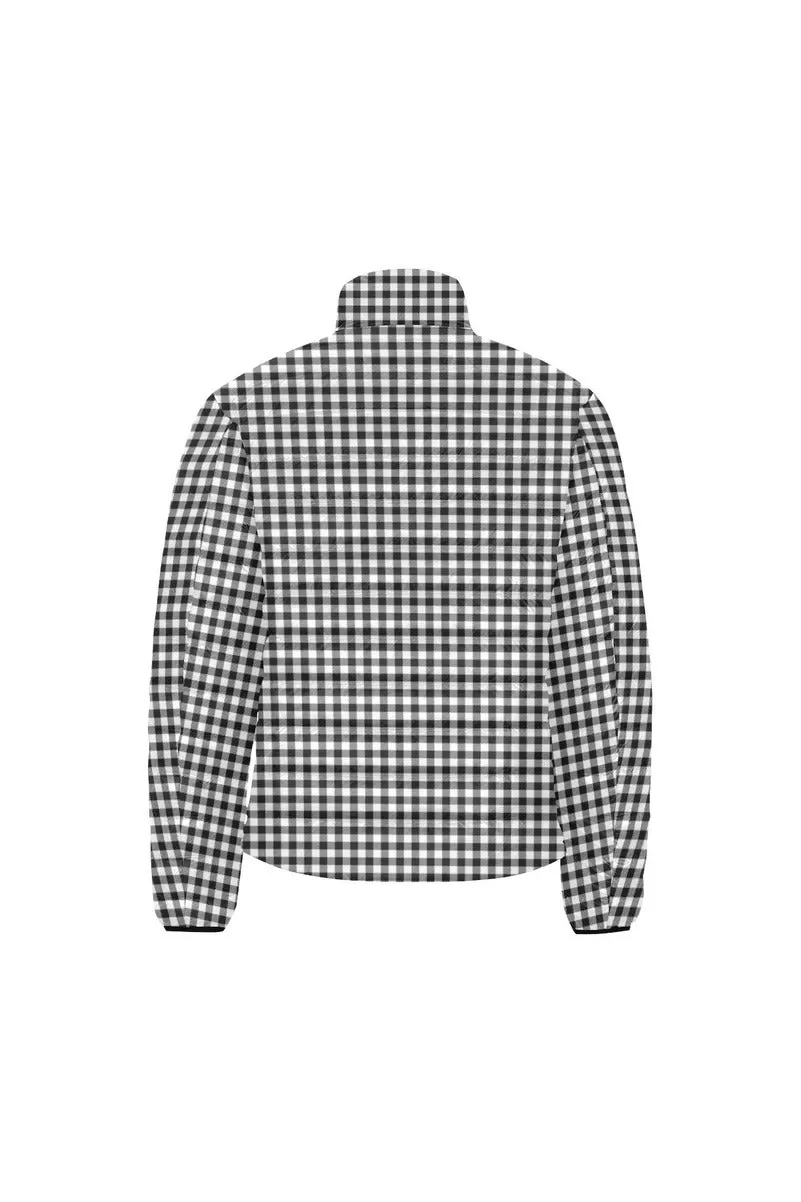 Gingham Men's Stand Collar Padded Jacket (Model H41)