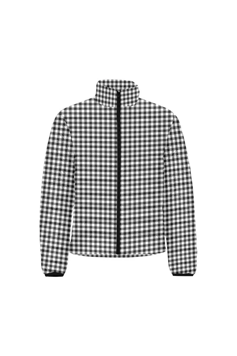 Gingham Men's Stand Collar Padded Jacket (Model H41)