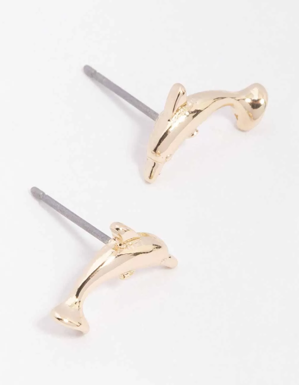 Gold Dolphin Stud Earrings