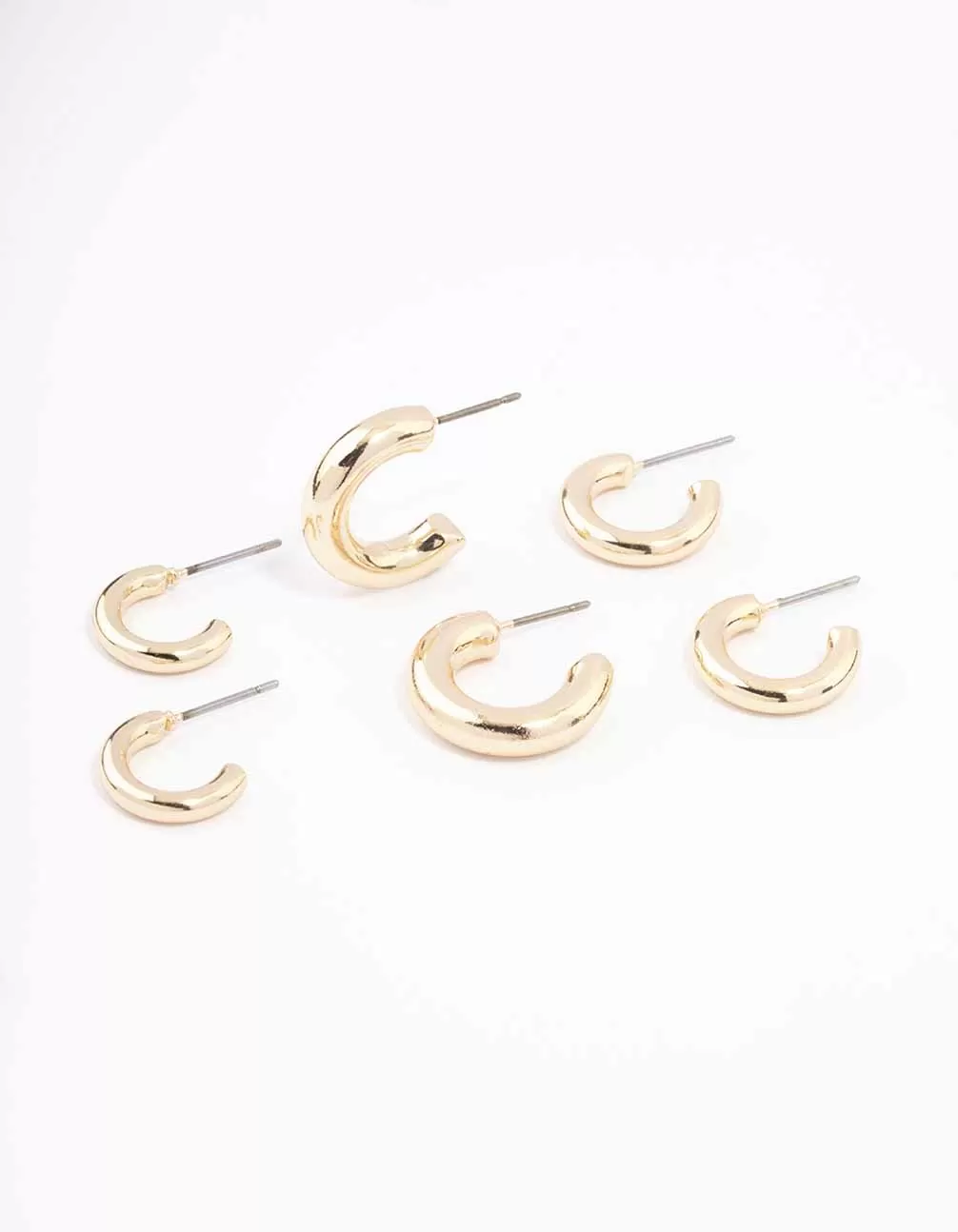 Gold Simple Chunky Huggie Hoop Earrings