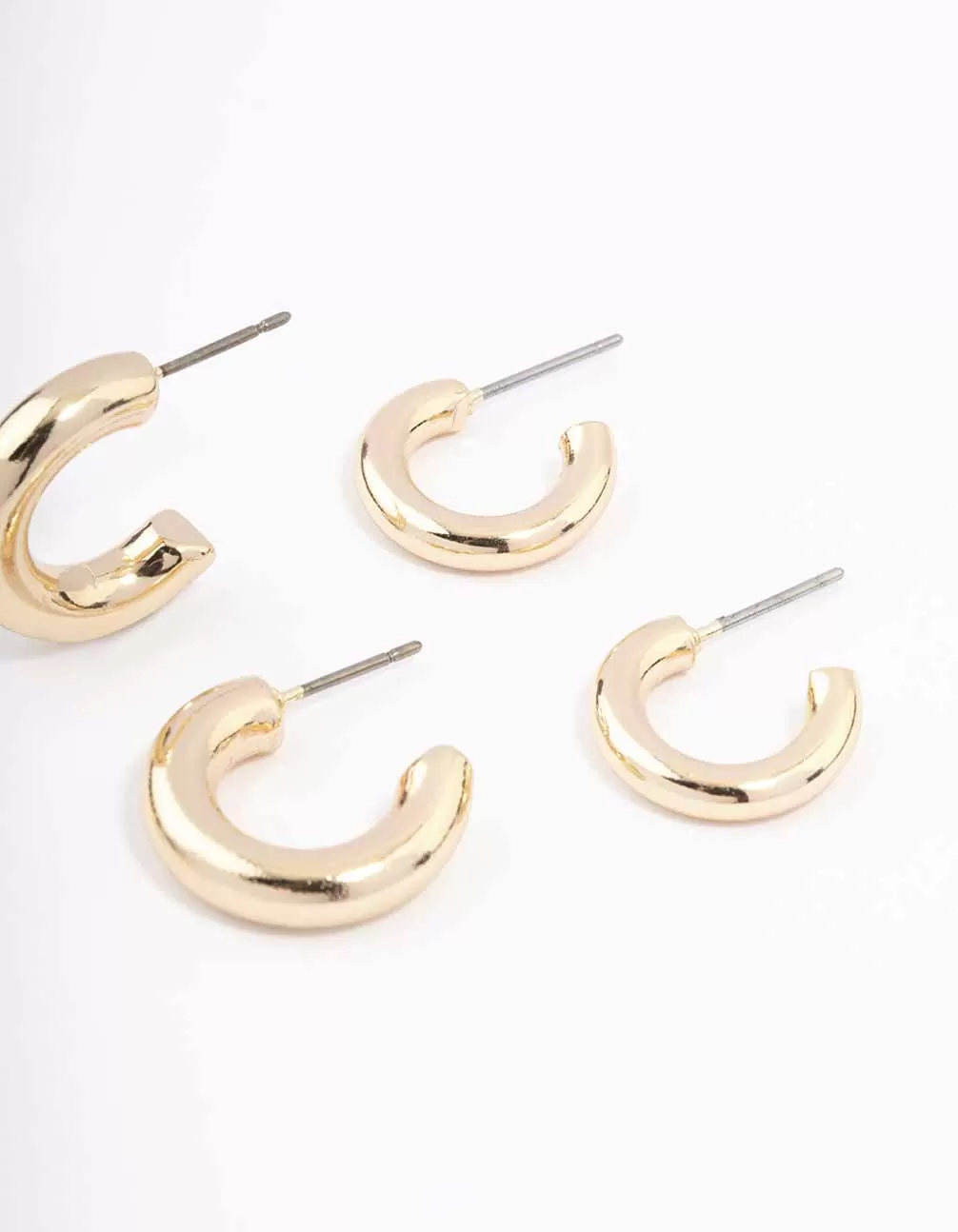 Gold Simple Chunky Huggie Hoop Earrings