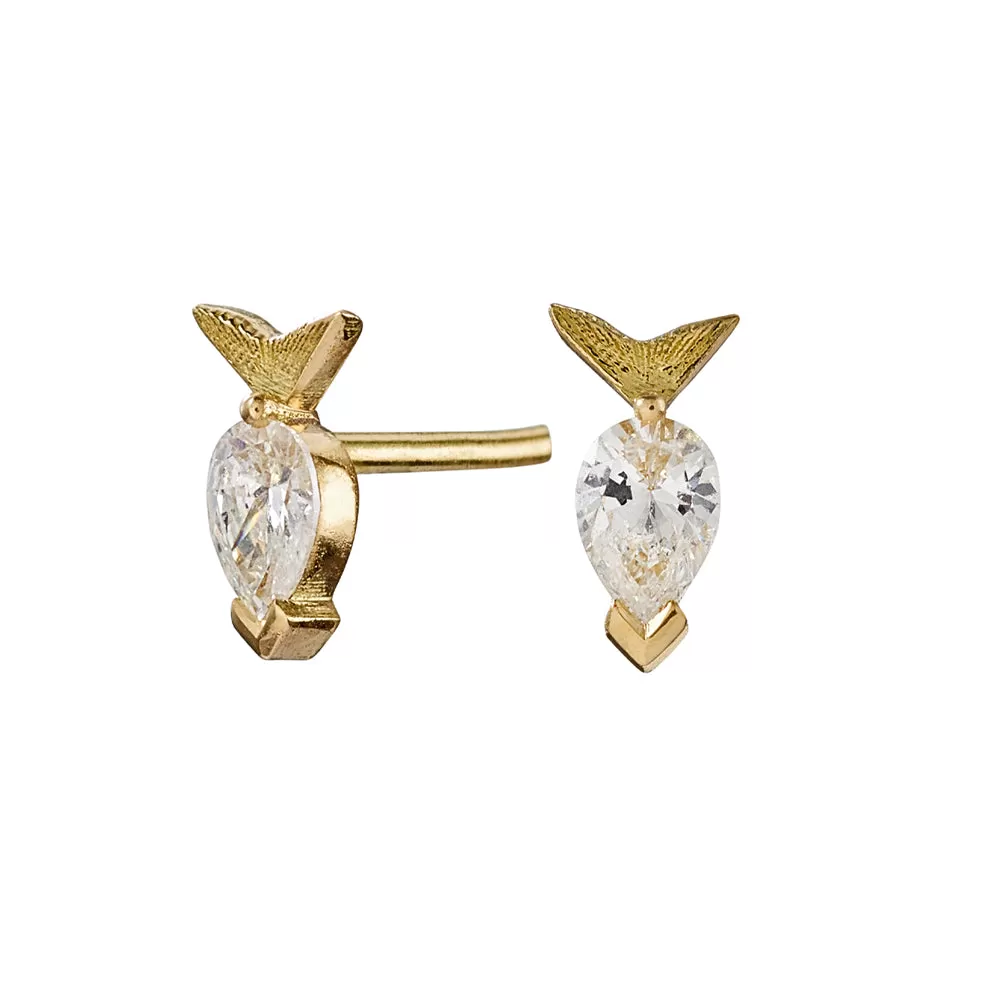 Goldfish Diamond Studs - Earrings with Pear Cut Diamonds