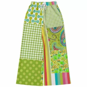 Green Anjou Pear SW Patchwork Stretchy Phat Bellbottoms