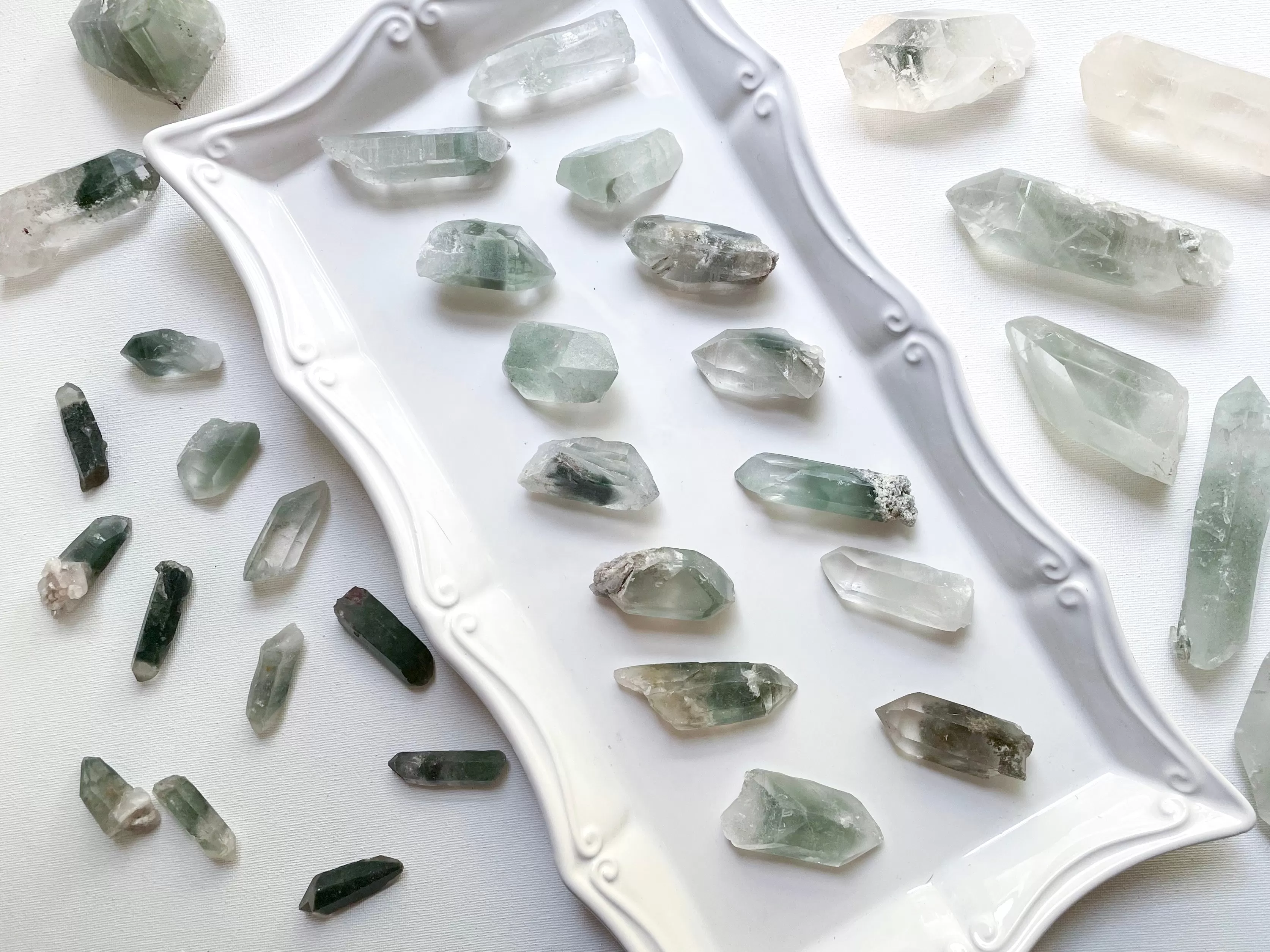 Green Phantom Quartz Points || India