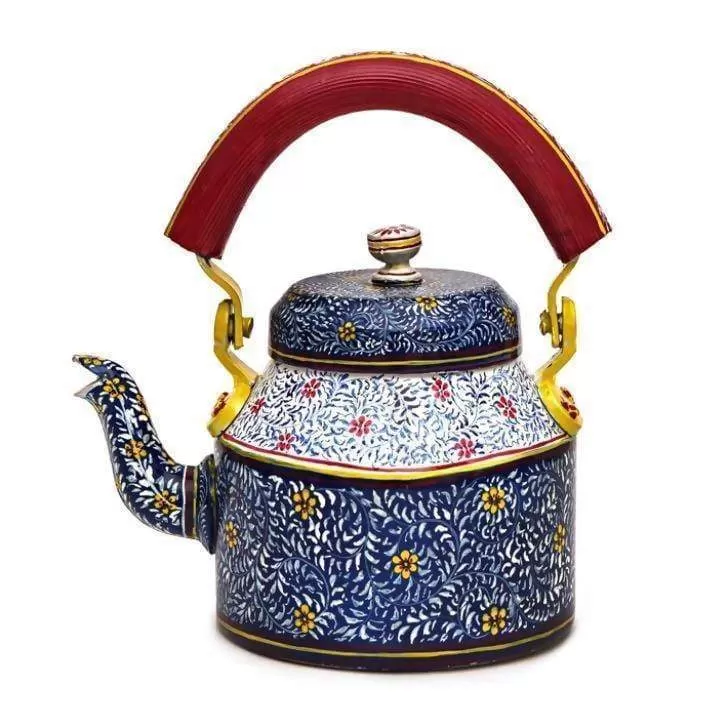 Hand Painted Blue Bliss Tea Pot in Aluminium