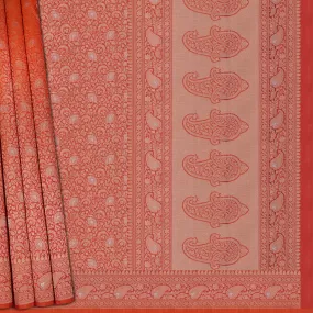 Handwoven Orange Banarasi Silk Saree - 1737T006286DSC