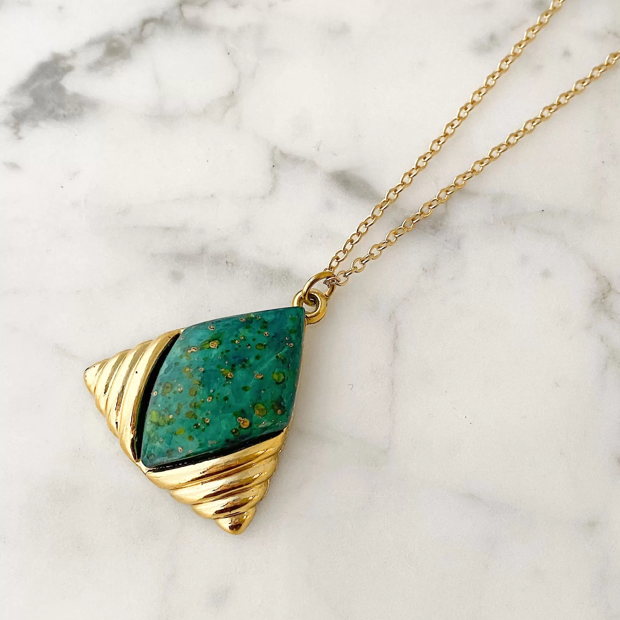 HANSON green triangle pendant necklace