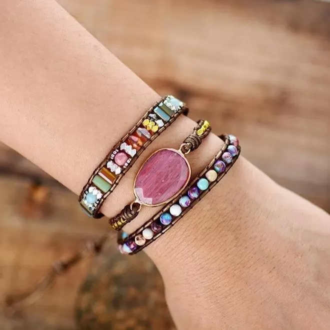 Healing Rhodonite Wrap Bracelet