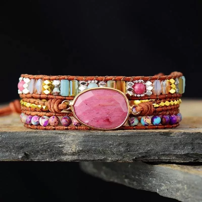 Healing Rhodonite Wrap Bracelet