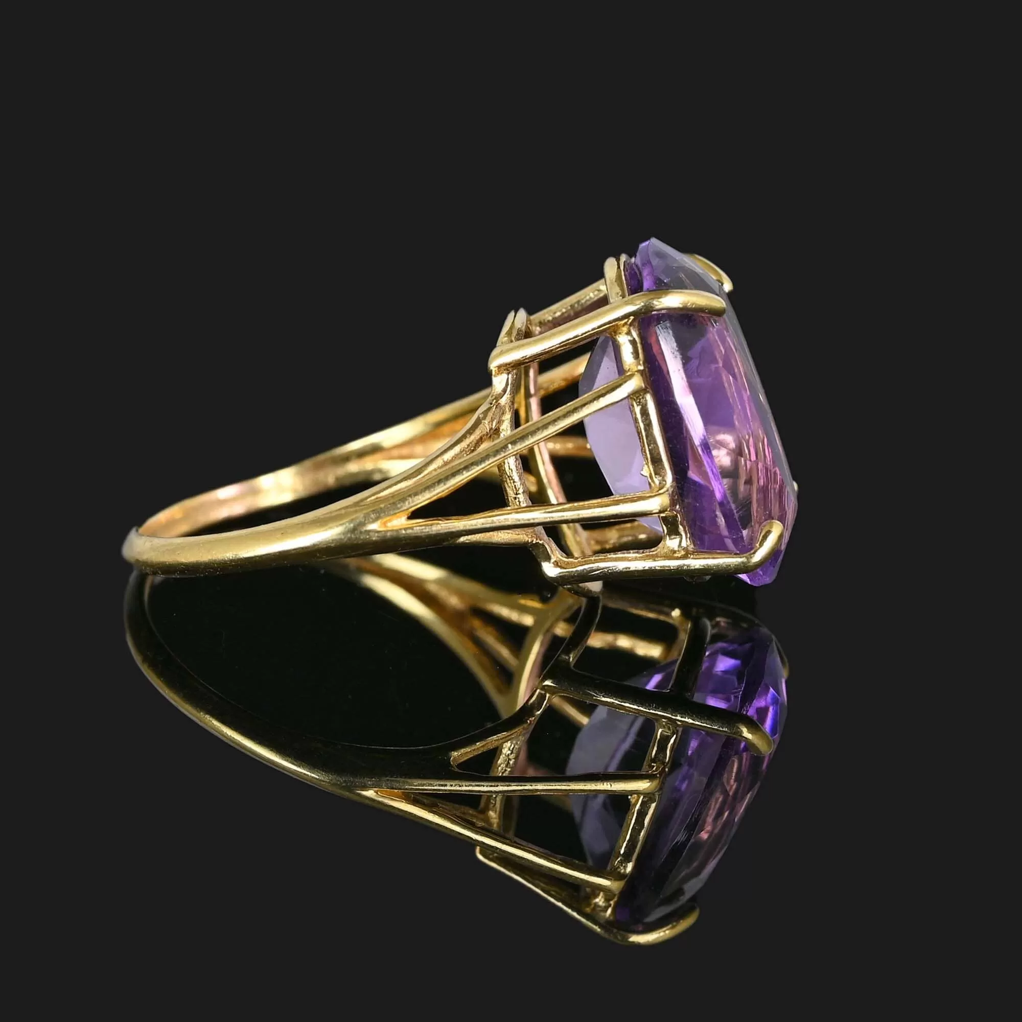 High Profile 6 Carat Amethyst Ring in Gold