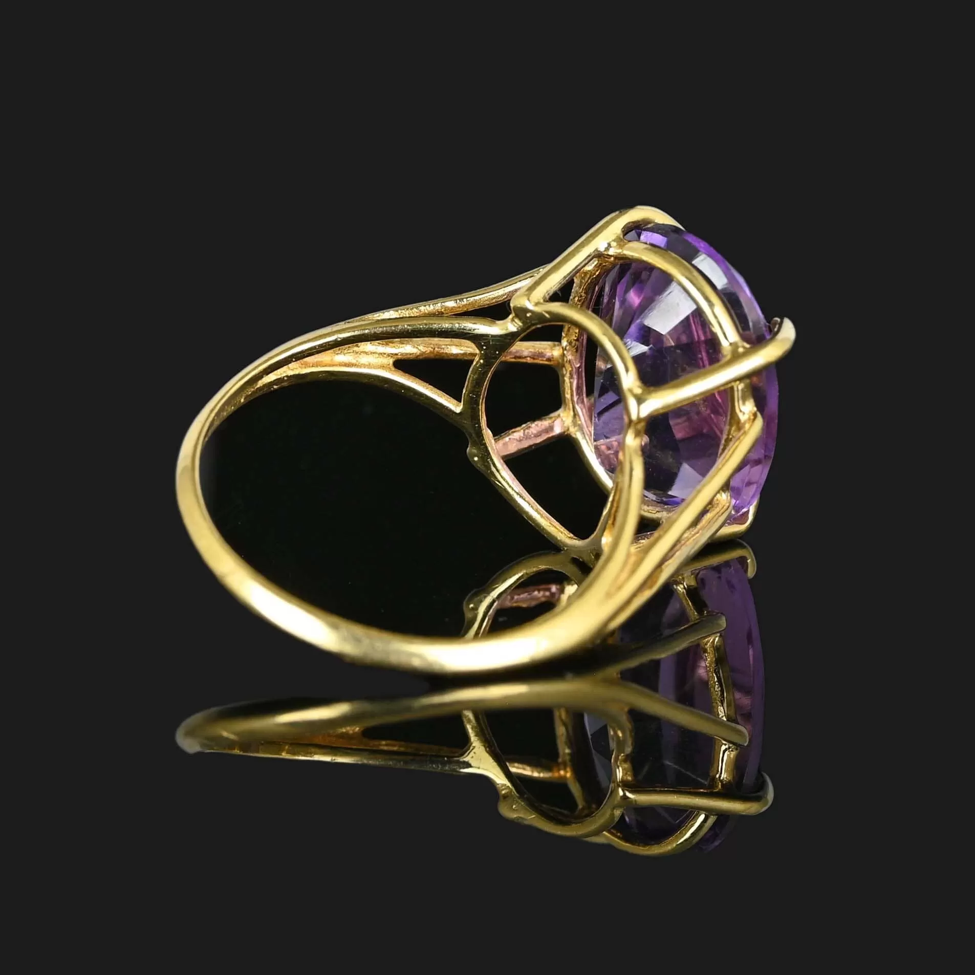 High Profile 6 Carat Amethyst Ring in Gold