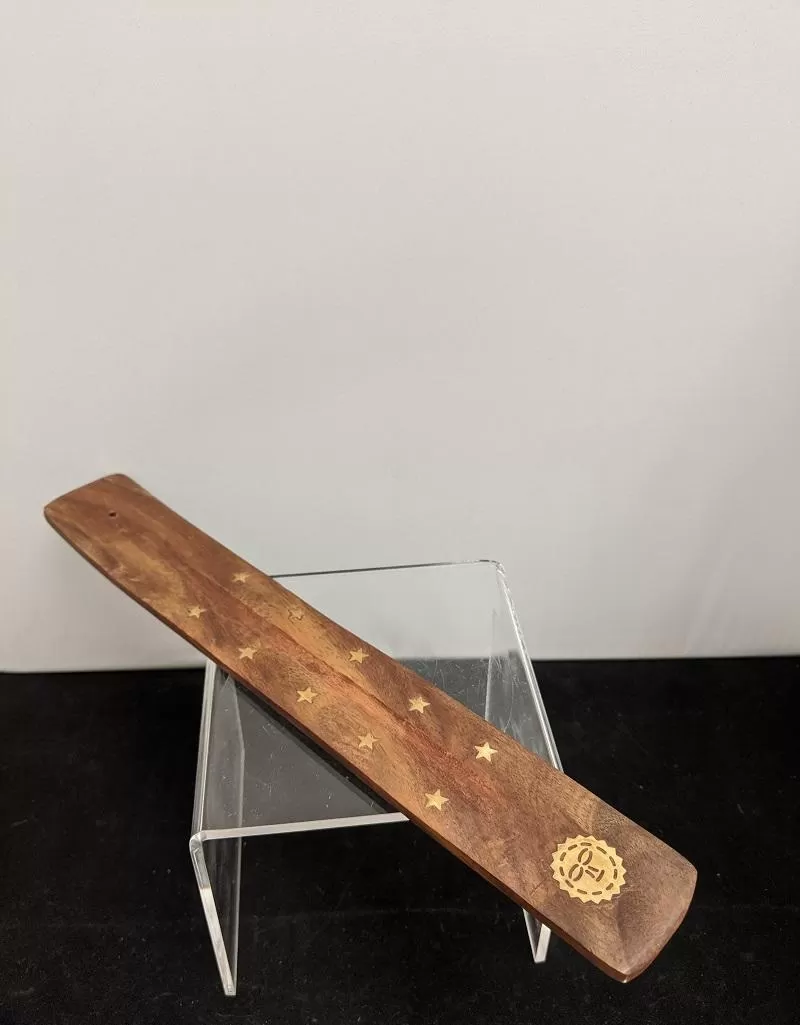 Incense Holder, Sled w/Brass Inlay Wood Tray