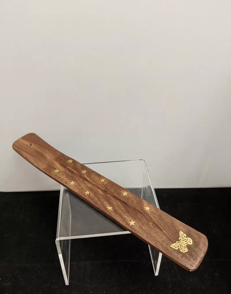 Incense Holder, Sled w/Brass Inlay Wood Tray