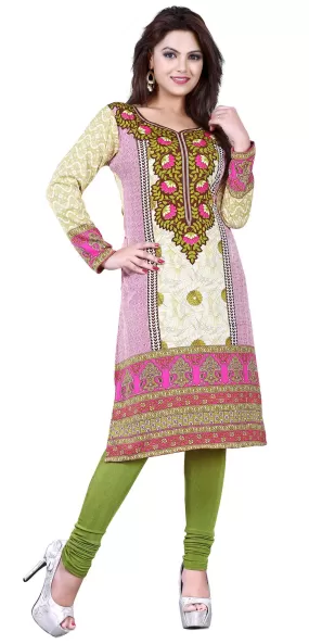 India Long Tunic Top Kurti Womens Printed Indian Apparel (Green)